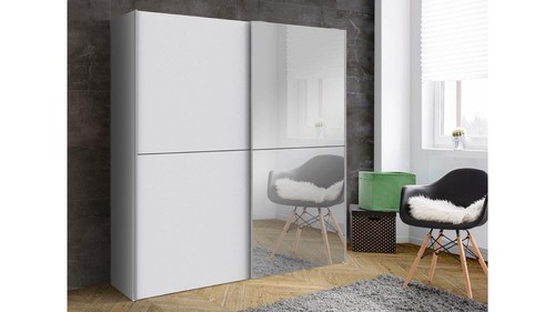 Schwebetürenschrank weiß mit